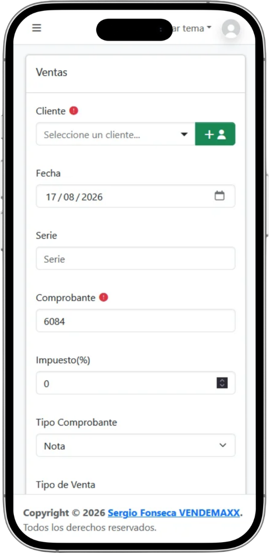 Vendemaxx desde un telefono
